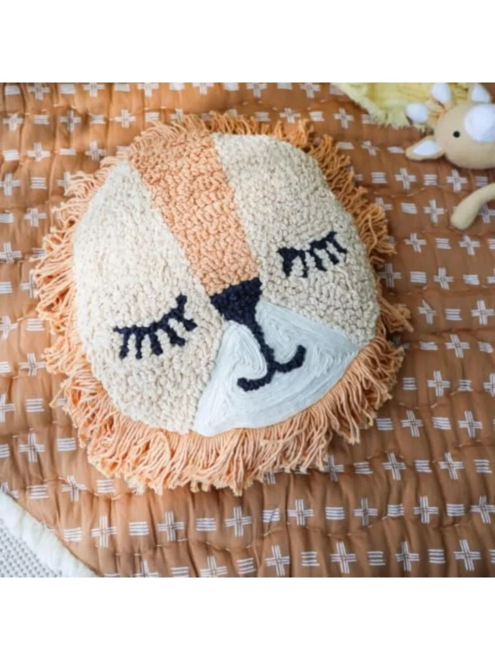 Decorative Round Lion Pillow for Nursery & Toddler Rooms - 12